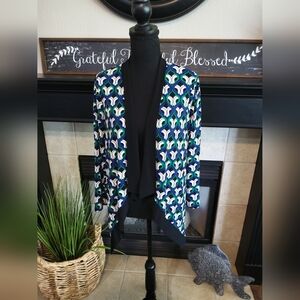 Kasper Black, Blue and Green Geometric Cardigan/Jacket
